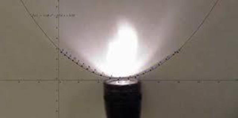 Flashlight showing a parabola of light