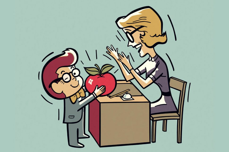 Student Giving Teacher an Apple