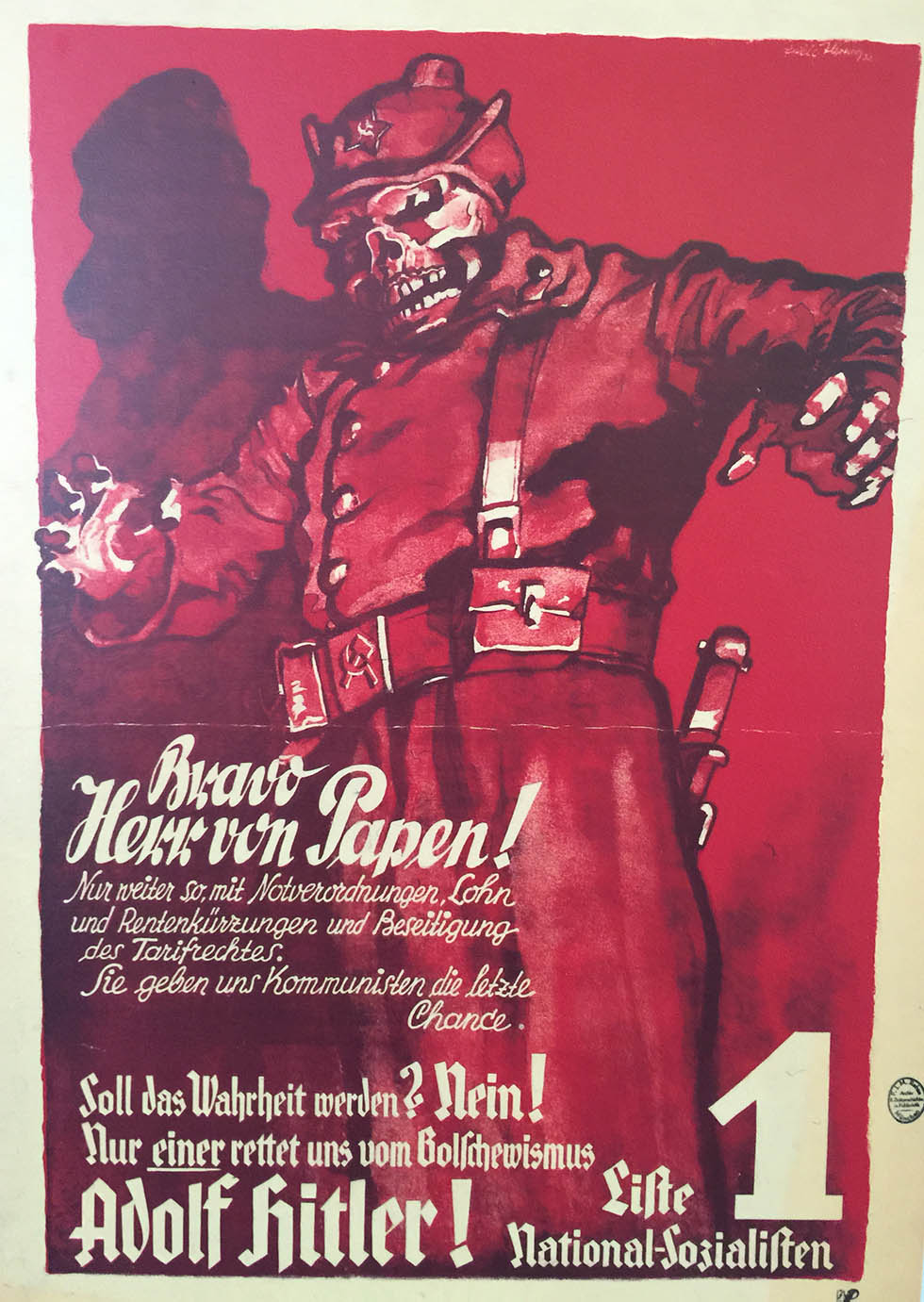 Herr Von Pappen Propoganda poster World War II Nazi Germany